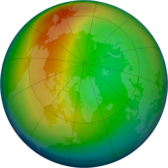 Arctic ozone map for January 2008